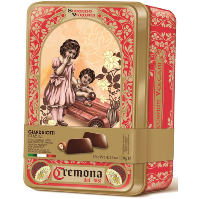 Lata de bombones Vergani rellenos con crema de gianduiotti - Cremona